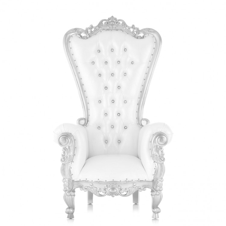 white and silver throne chair